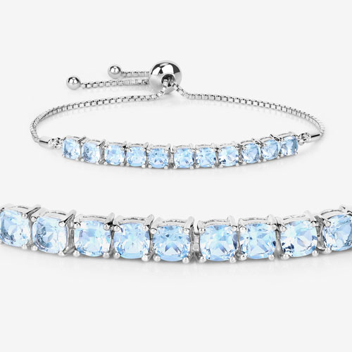7.15 Carat Genuine Blue Topaz .925 Sterling Silver Bracelet