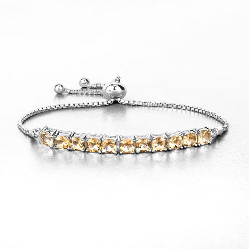 6.05 Carat Genuine Citrine .925 Sterling Silver Bracelet
