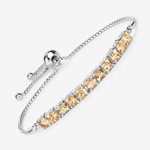 6.05 Carat Genuine Citrine .925 Sterling Silver Bracelet