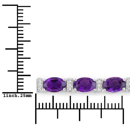 4.32 Carat Genuine Amethyst and White Topaz .925 Sterling Silver Bracelet