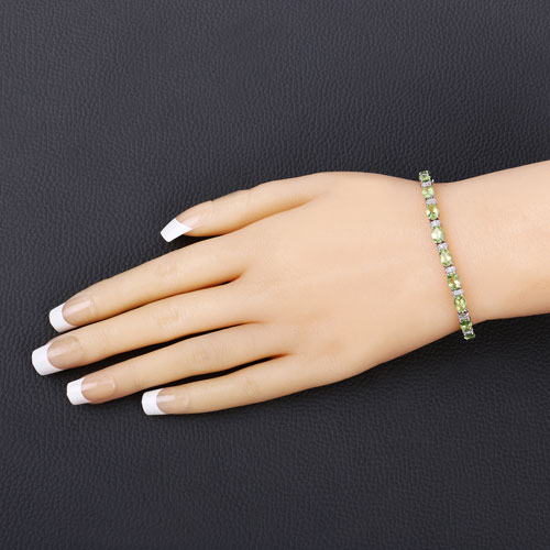 4.65 Carat Genuine Peridot and White Topaz .925 Sterling Silver Bracelet