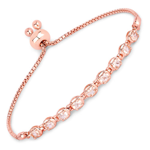 Bracelets-1.35 Carat Genuine Morganite .925 Sterling Silver Bracelet