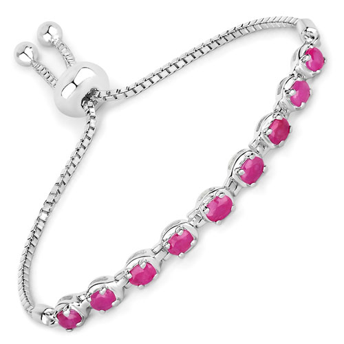 Bracelets-1.98 Carat Genuine Ruby .925 Sterling Silver Bracelet