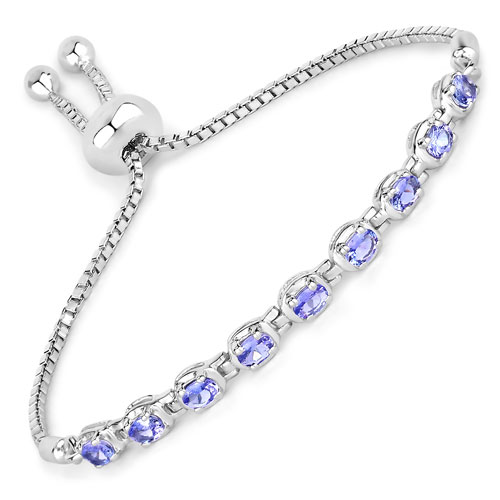 Bracelets-1.53 Carat Genuine Tanzanite .925 Sterling Silver Bracelet