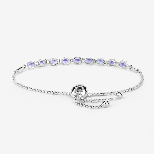 1.53 Carat Genuine Tanzanite .925 Sterling Silver Bracelet