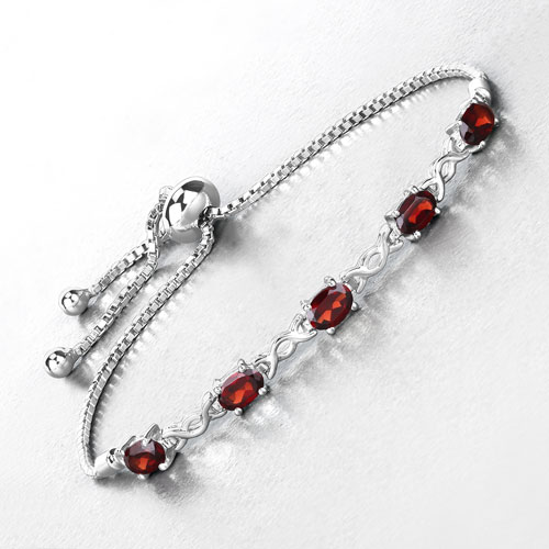 2.55 Carat Genuine Garnet .925 Sterling Silver Bracelet