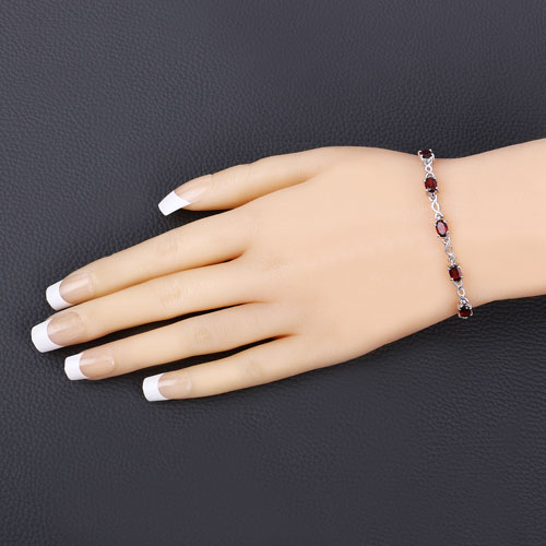 2.55 Carat Genuine Garnet .925 Sterling Silver Bracelet