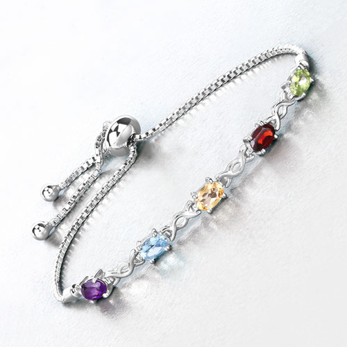 2.24 Carat Genuine Multi Stone .925 Sterling Silver Bracelet