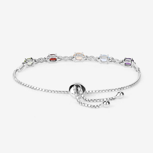 2.24 Carat Genuine Multi Stone .925 Sterling Silver Bracelet