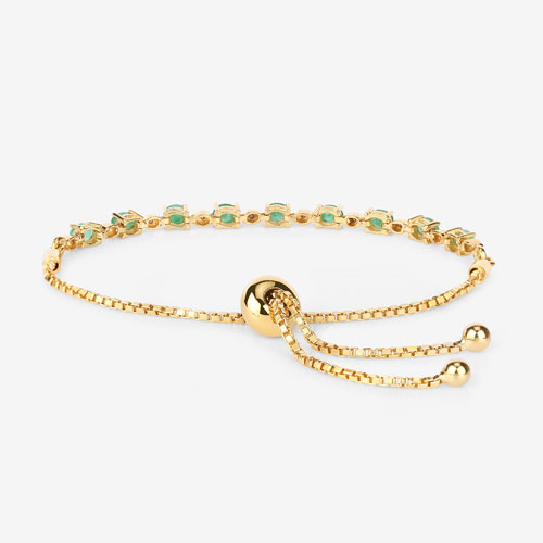 1.29 Carat Genuine Emerald and White Diamond .925 Sterling Silver Bracelet