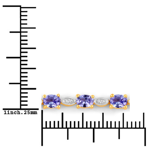 1.56 Carat Genuine Tanzanite and White Diamond .925 Sterling Silver Bracelet