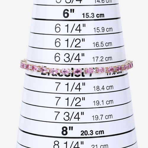 6.24 Carat Genuine Pink Sapphire and White Diamond 14K Yellow Gold Bracelet
