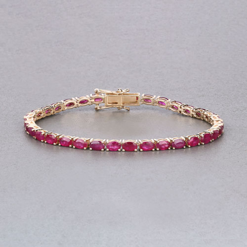 9.18 Carat Genuine Mozambique Ruby 14K Yellow Gold Bracelet
