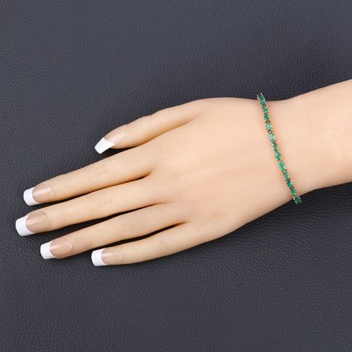 6.46 Carat Genuine Zambian Emerald 14K Yellow Gold Bracelet