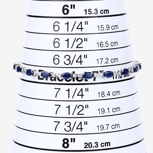 4.43 Carat Genuine Blue Sapphire and White Diamond 14K White Gold Bracelet