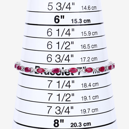 5.38 Carat Genuine Mozambique Ruby and White Diamond 14K White Gold Bracelet