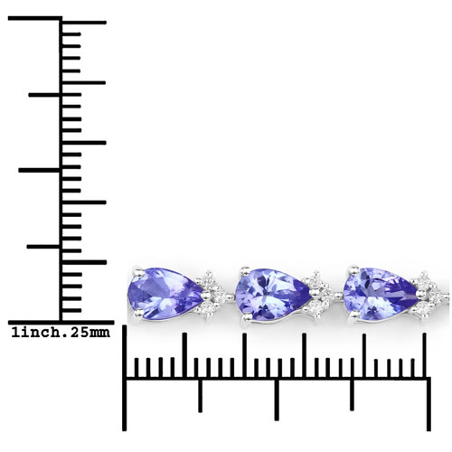 8.27 Carat Genuine Tanzanite and White Diamond 14K White Gold Bracelet