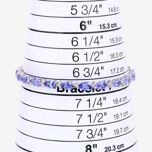 8.27 Carat Genuine Tanzanite and White Diamond 14K White Gold Bracelet