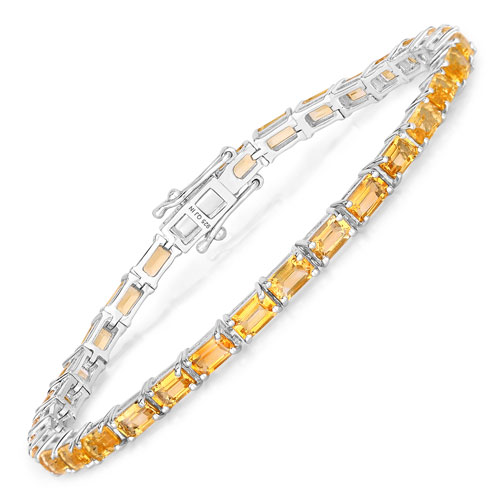 Bracelets-12.80 Carat Genuine Citrine .925 Sterling Silver Bracelet