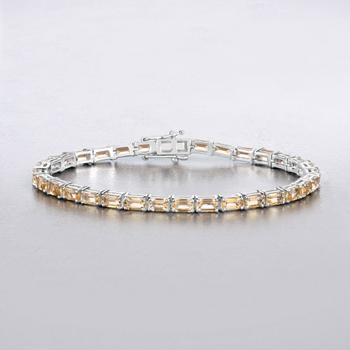 12.80 Carat Genuine Citrine .925 Sterling Silver Bracelet