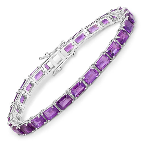 Bracelets-13.00 Carat Genuine Amethyst .925 Sterling Silver Bracelet