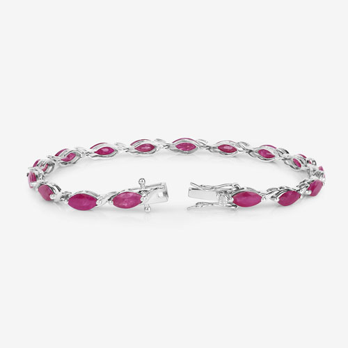8.00 Carat Genuine Ruby 10K White Gold Bracelet