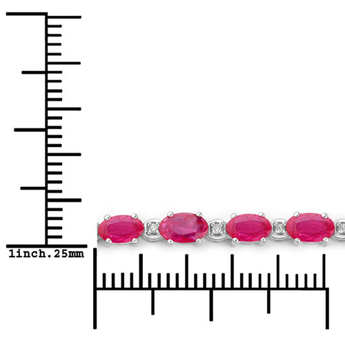 5.84 Carat Genuine Ruby and White Diamond 14K White Gold Bracelet