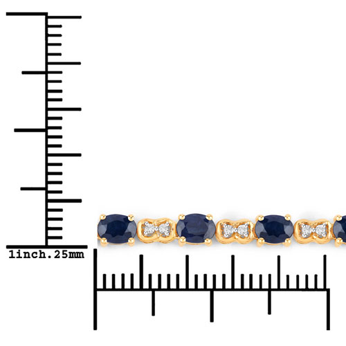 4.82 Carat Genuine Blue Sapphire and White Diamond 14K Yellow Gold Bracelet