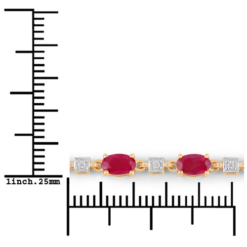 3.85 Carat Genuine Ruby and White Diamond 14K Yellow Gold Bracelet