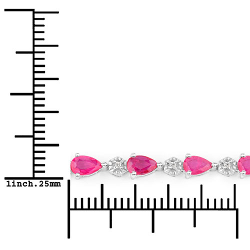5.13 Carat Genuine Ruby and White Diamond 14K White Gold Bracelet