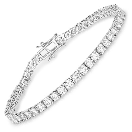 Bracelets-7.00 Carat Lab Grown Diamond 14K White Gold Bracelet