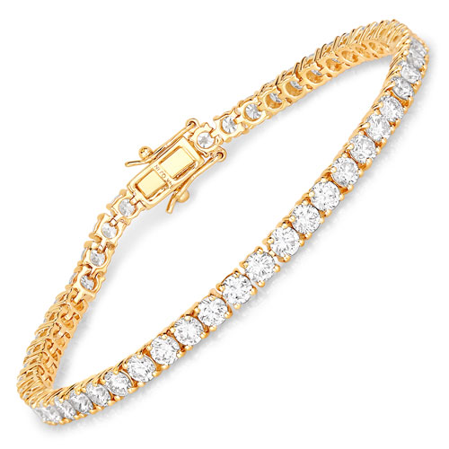 Bracelets-7.00 Carat Lab Grown Diamond 14K Yellow Gold Bracelet