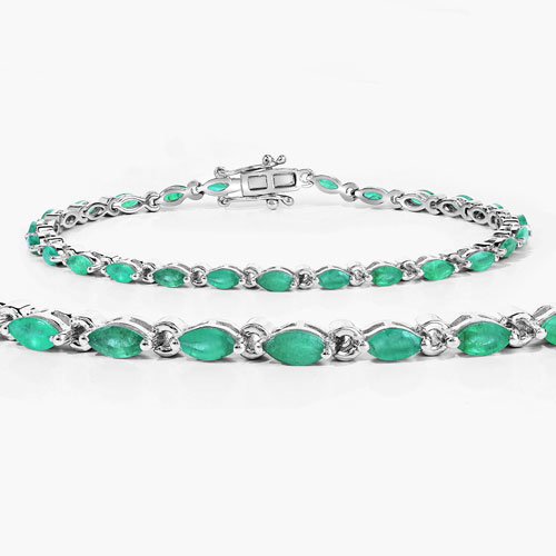 3.12 Carat Genuine Emerald .925 Sterling Silver Bracelet