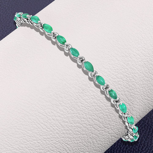 3.12 Carat Genuine Emerald .925 Sterling Silver Bracelet