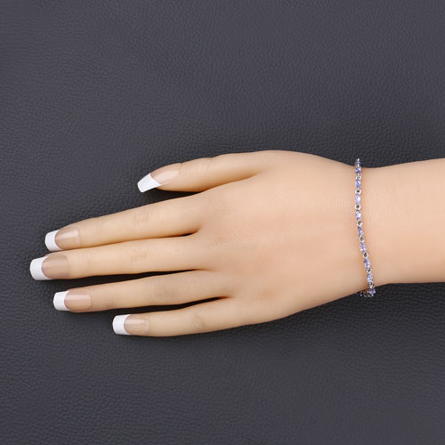 3.78 Carat Genuine Tanzanite .925 Sterling Silver Bracelet