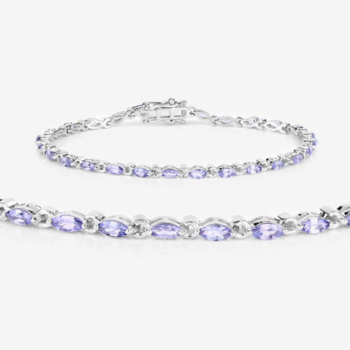3.78 Carat Genuine Tanzanite .925 Sterling Silver Bracelet