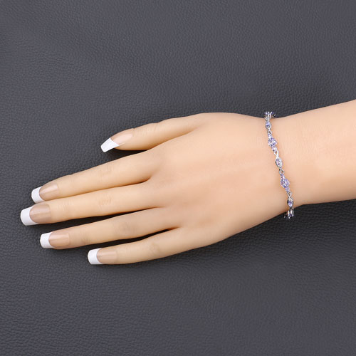 3.20 Carat Genuine Tanzanite .925 Sterling Silver Bracelet