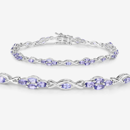 3.20 Carat Genuine Tanzanite .925 Sterling Silver Bracelet