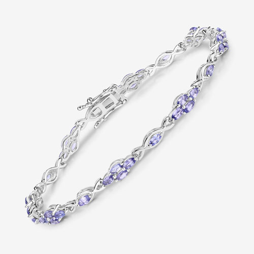 3.20 Carat Genuine Tanzanite .925 Sterling Silver Bracelet