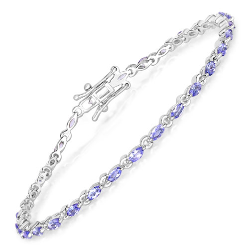 Bracelets-2.48 Carat Genuine Tanzanite .925 Sterling Silver Bracelet