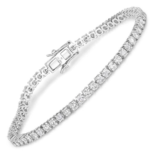 Bracelets-5.10 Carat Lab Grown Diamond 14K White Gold Bracelet