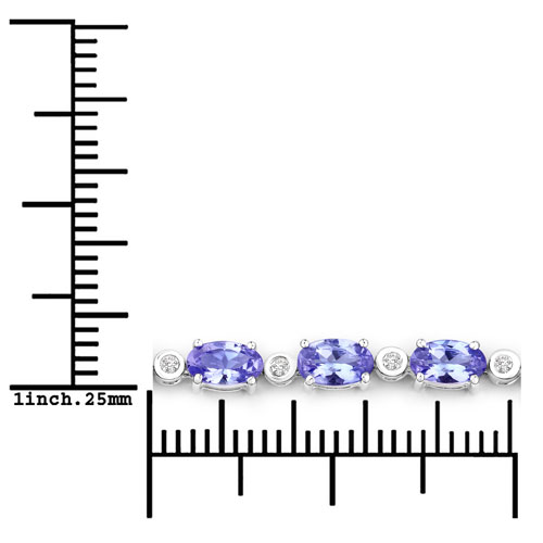 5.18 Carat Genuine Tanzanite and White Diamond 14K White Gold Bracelet