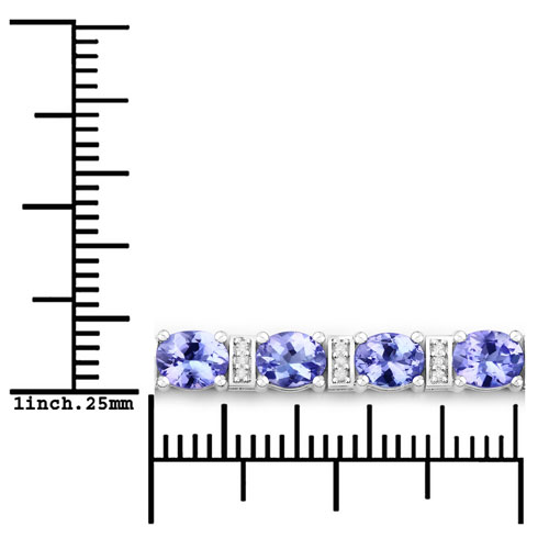 8.51 Carat Genuine Tanzanite and White Diamond 14K White Gold Bracelet