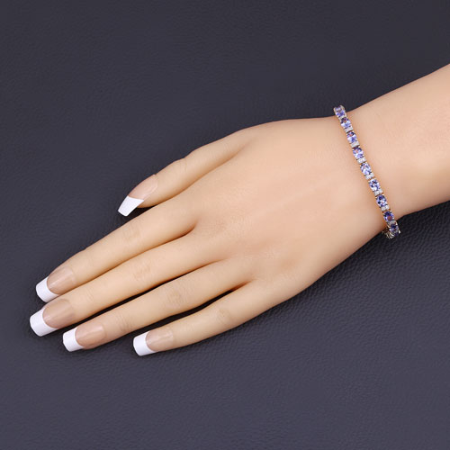 8.51 Carat Genuine Tanzanite and White Diamond 14K Yellow Gold Bracelet