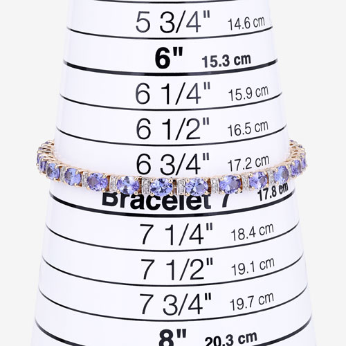 8.51 Carat Genuine Tanzanite and White Diamond 14K Yellow Gold Bracelet