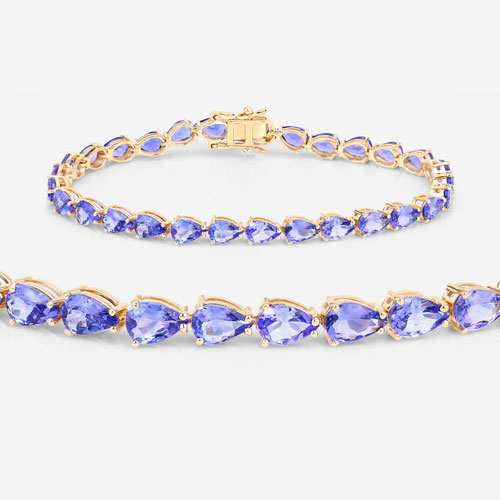 10.73 Carat Genuine Tanzanite 14K Yellow Gold Bracelet