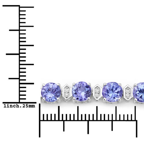 9.87 Carat Genuine Tanzanite and White Diamond 14K White Gold Bracelet