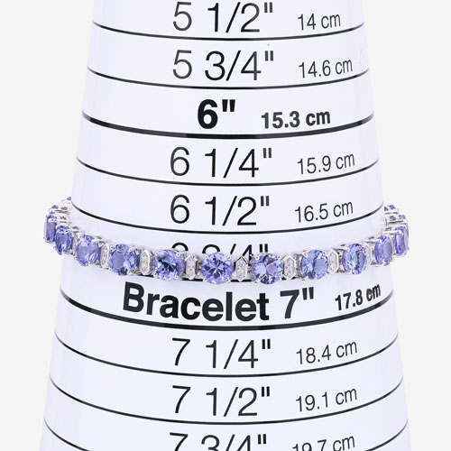 9.87 Carat Genuine Tanzanite and White Diamond 14K White Gold Bracelet