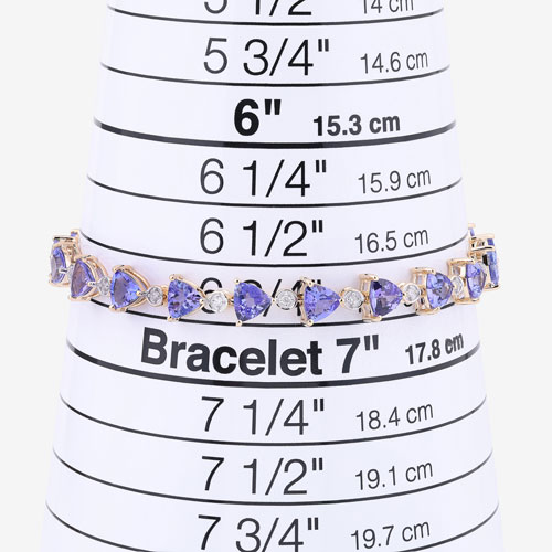 9.24 Carat Genuine Tanzanite and White Diamond 14K Yellow Gold Bracelet