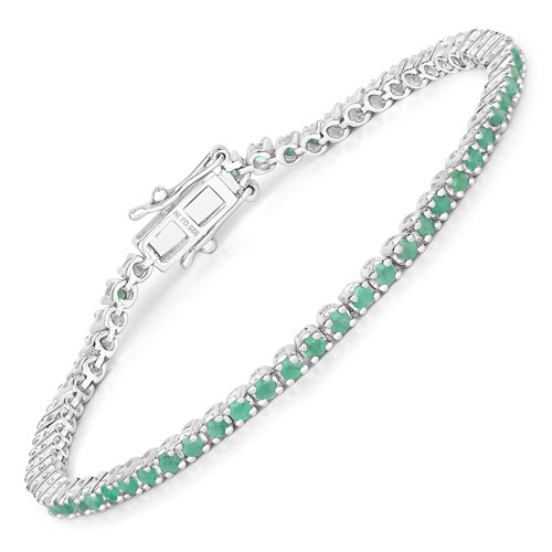 Bracelets-1.83 Carat Genuine Emerald .925 Sterling Silver Bracelet